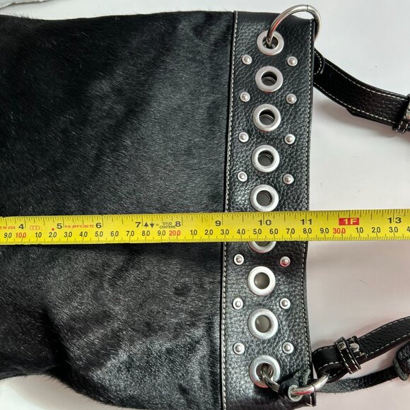 Aqua Madonna Crossbody/Shoulder Bag in Black, accented with Grommets and Studs - Picture 9 of 14